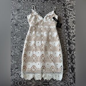 Lulu’s White Crochet Sleeveless Midi Dress Size Small NWT